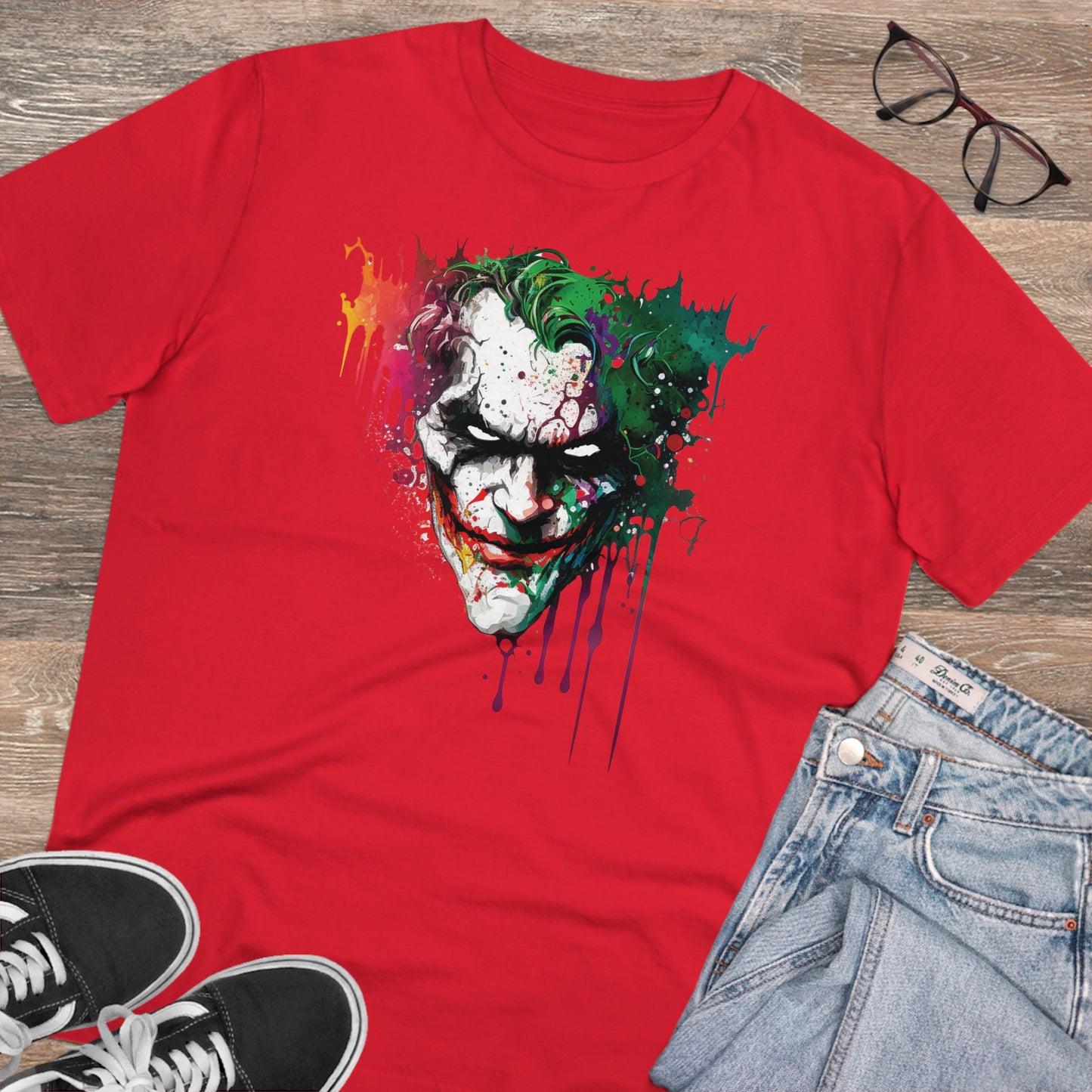 The Joker T-shirt in Watercolor Style, Unisex and Eco-Friendly - Make a Statement with Unique Artistic Design