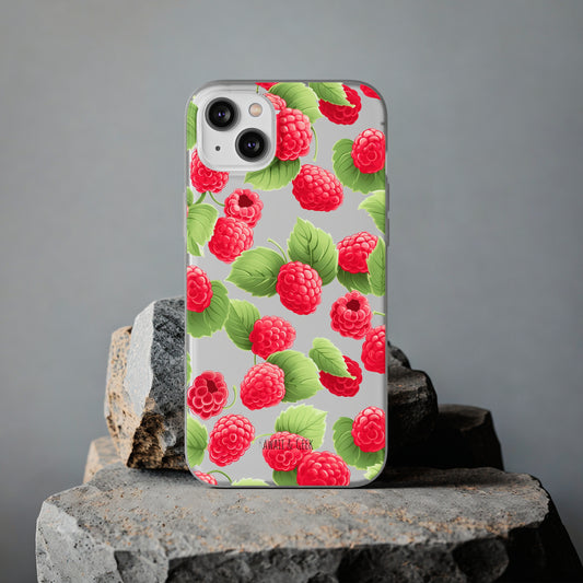 Raspberry Delight: Transparent Flexi Phone Case