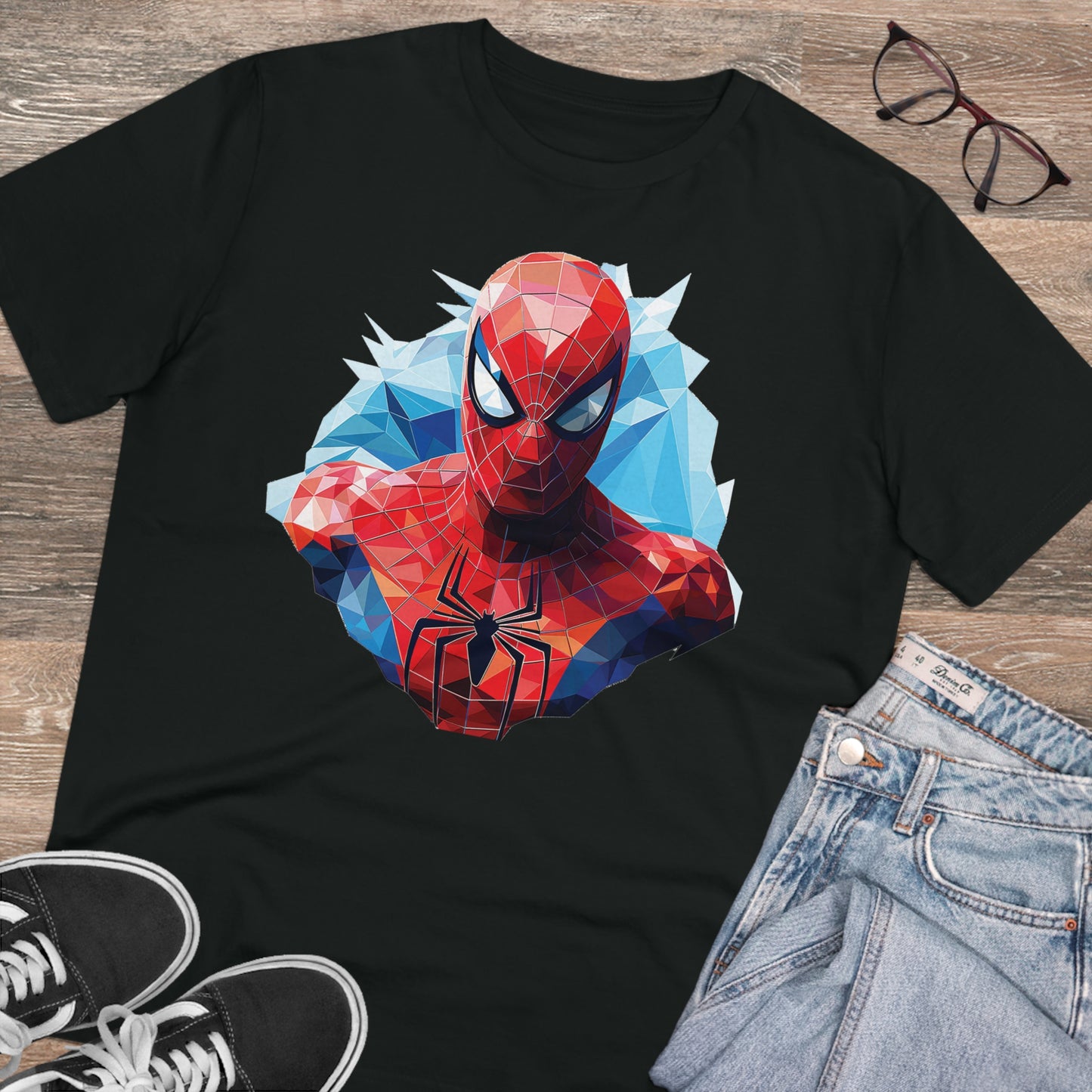 Spider-Man Polygonal Geometric T-Shirt - Swing into Stylish Adventure