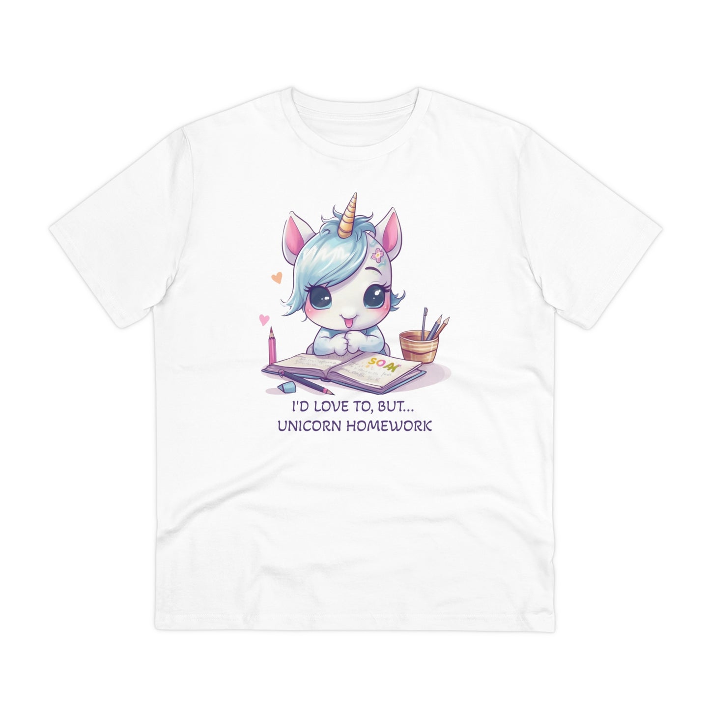 Cute Unicorn Homework T-Shirt - Unisex and Eco-Friendly Statement Tee