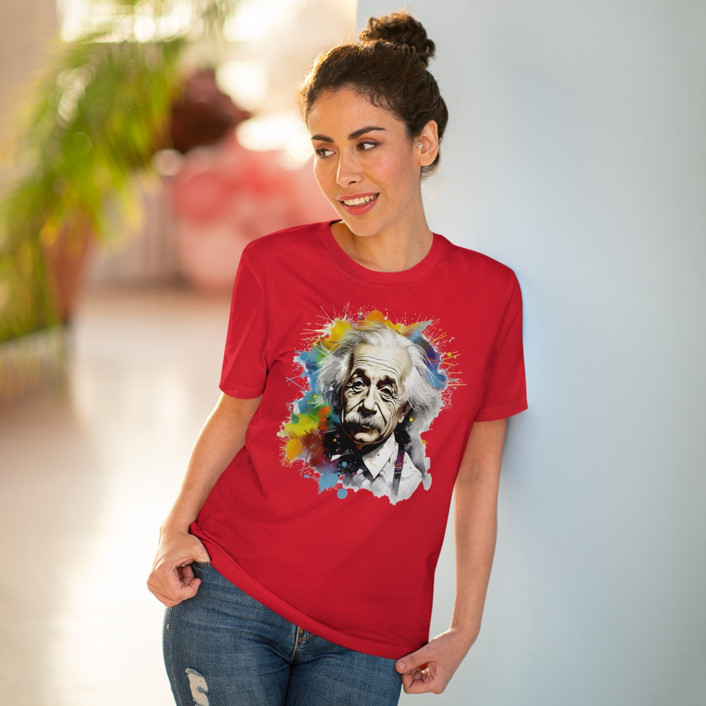 Albert Einstein Eco-friendly T-shirt : Watercolor Essence