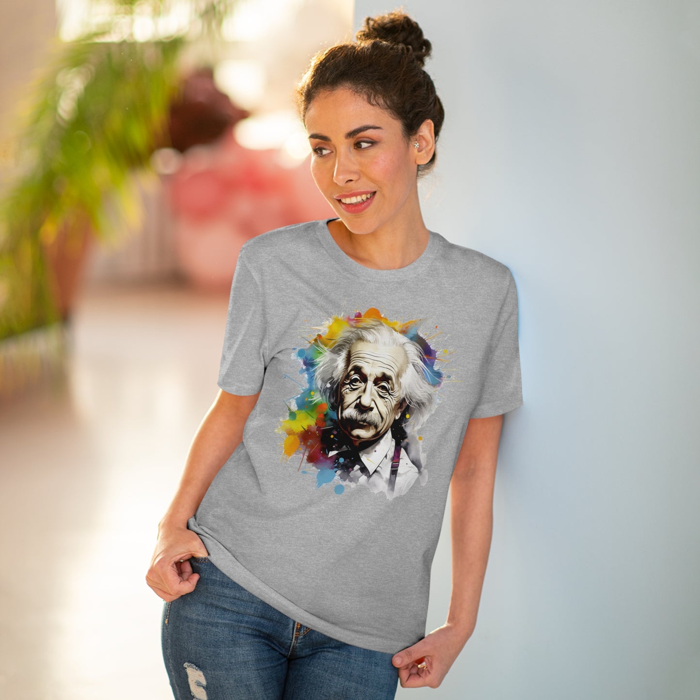 Albert Einstein Eco-friendly T-shirt : Watercolor Essence