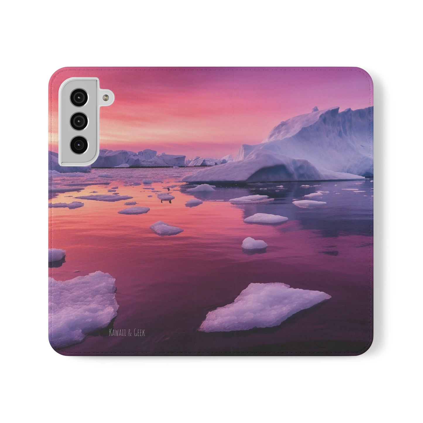 Pinky Arctic Landscape at Sunset Flip Phone Case - Capture the Serenity of Nature on Your Device