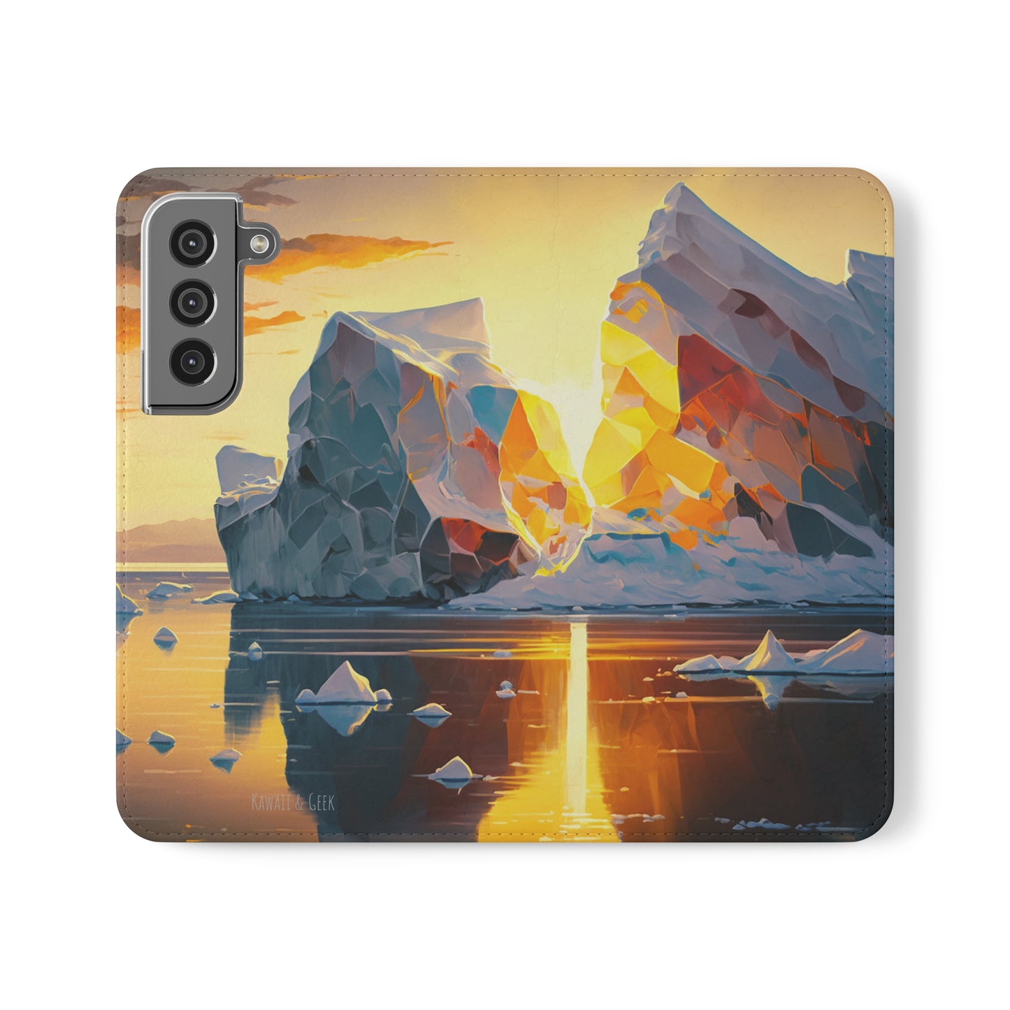 Arctic Landscape and Iceberg at Sunset Flip Phone Case - Capture the Serenity of Nature on Your Device