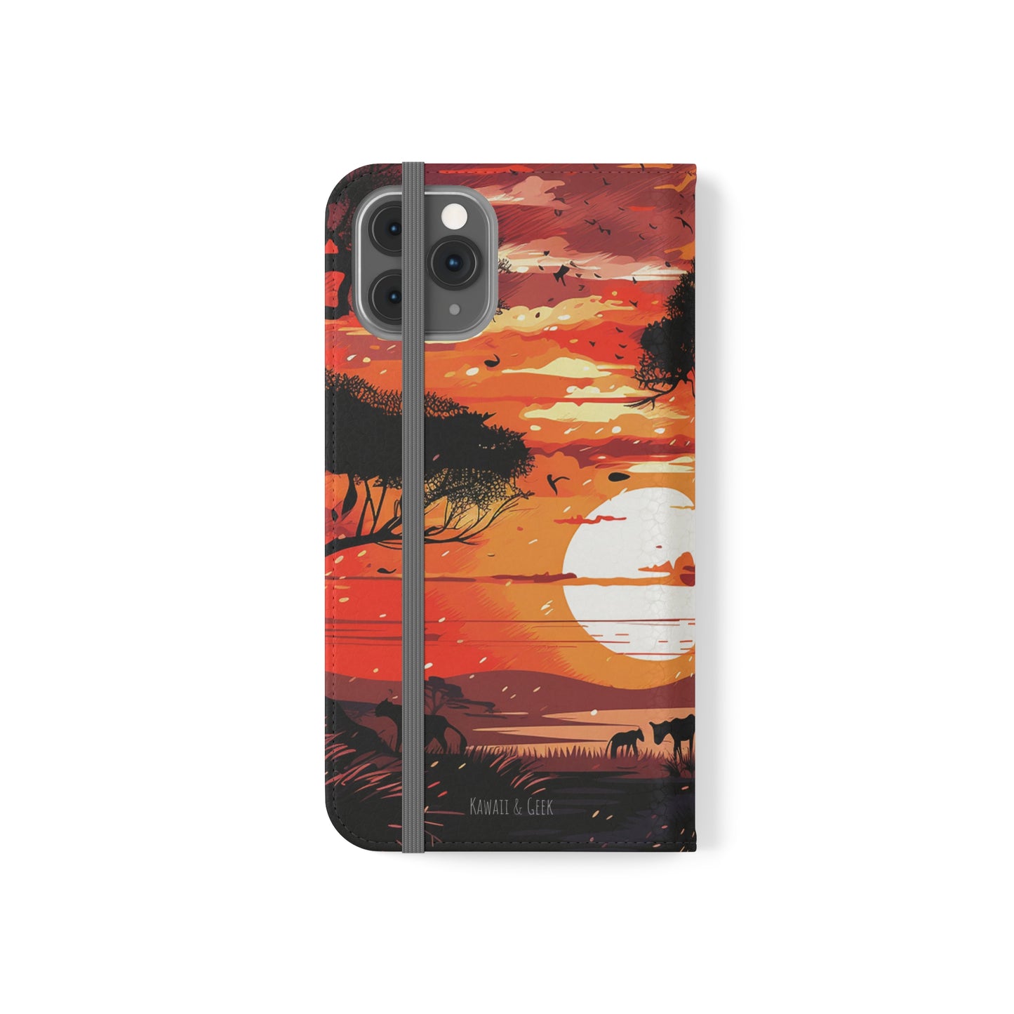 African Landscape Sunset Flip Phone Case - Capture the Serenity of the Savanna on Your Device