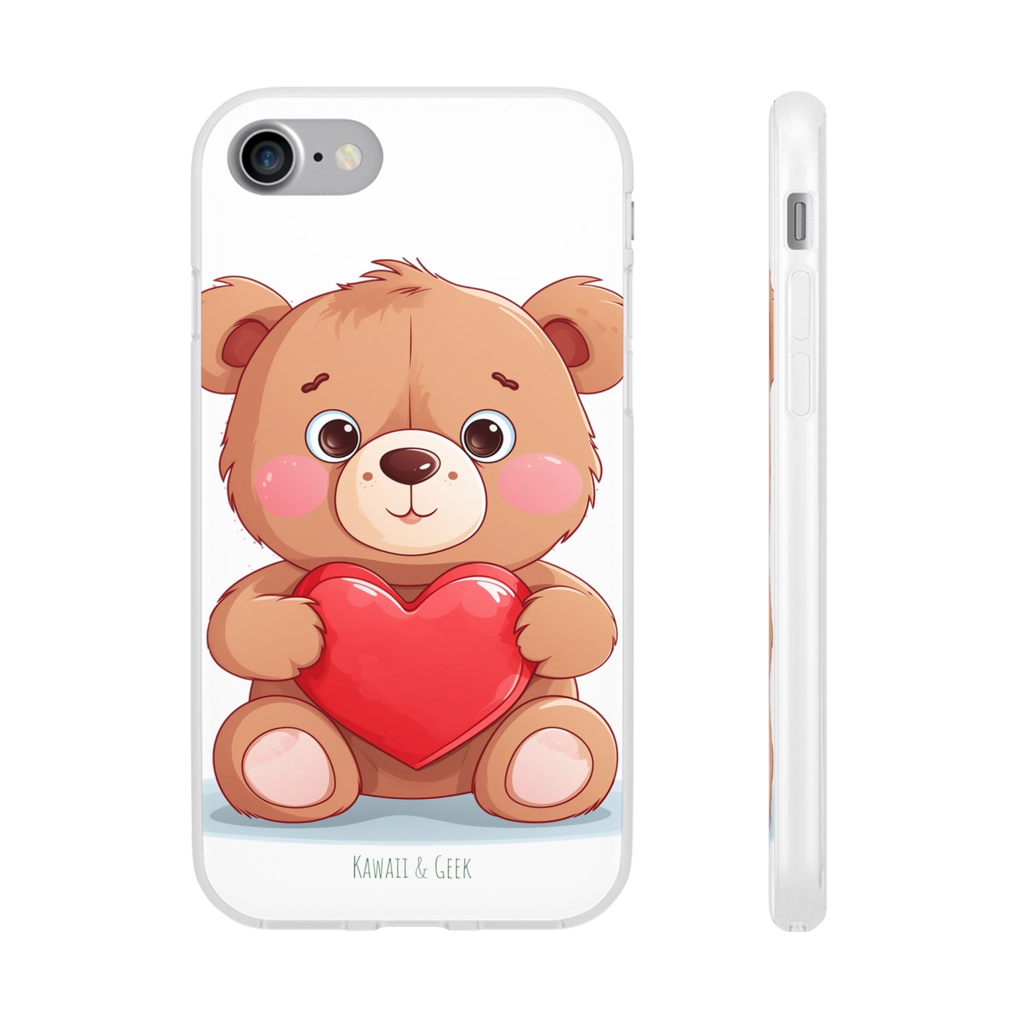 Teddy Bear Heart Phone Case - Flexi & Semi-Transparent - Valentine's Day