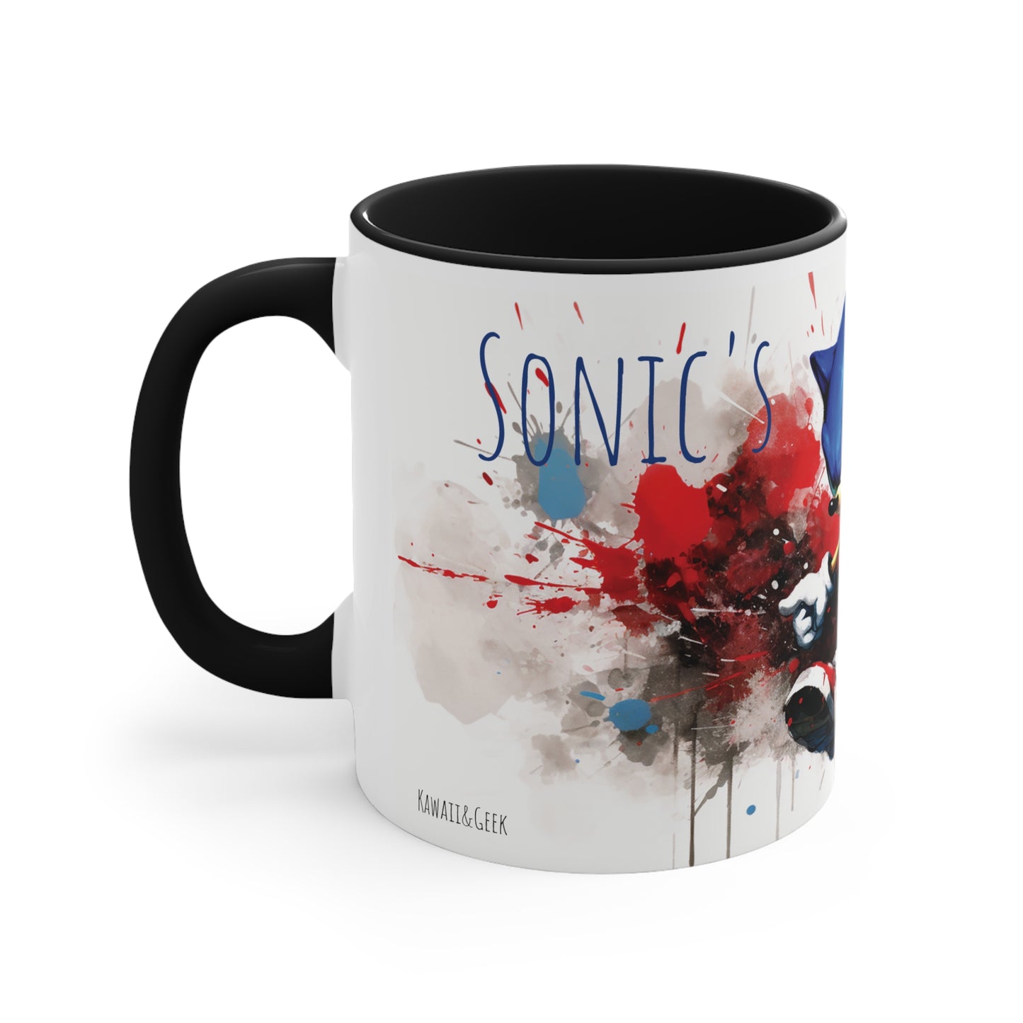 Sonic's Mug - 11 oz Bicolor Mug in Vibrant Watercolor Style