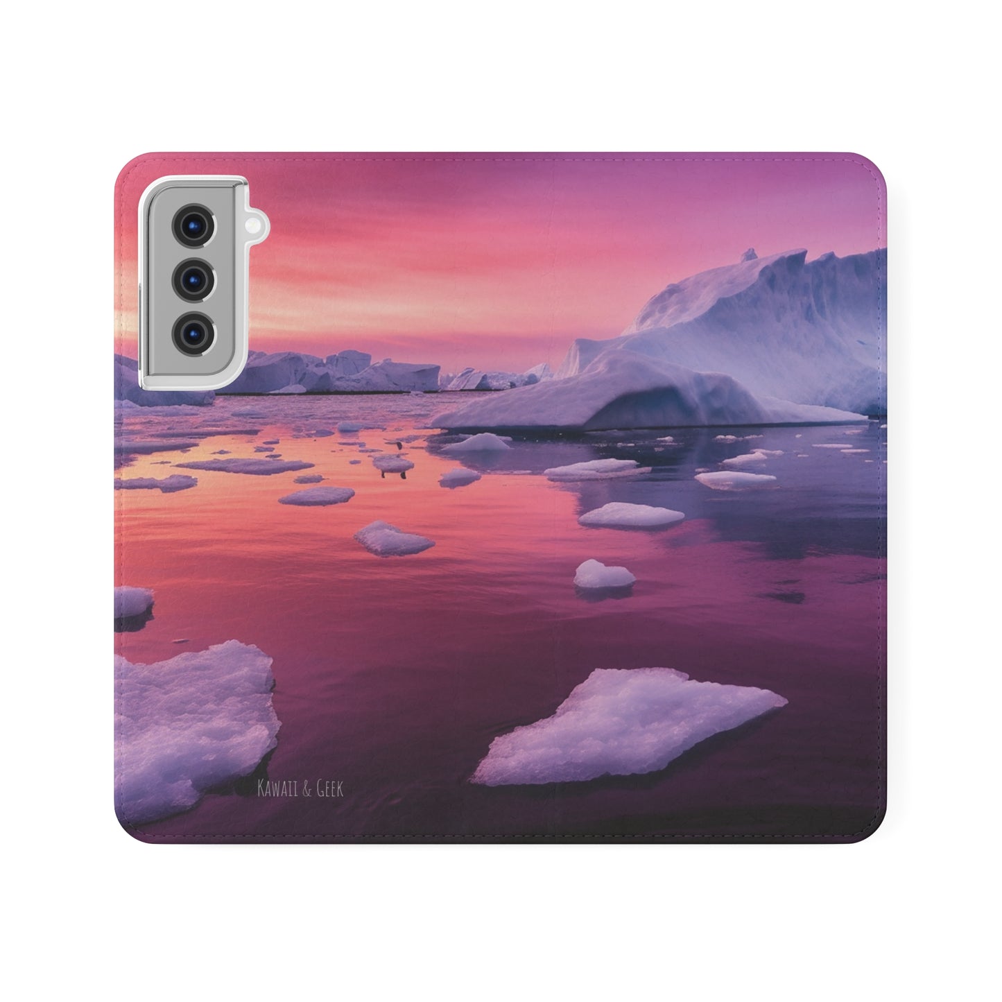 Pinky Arctic Landscape at Sunset Flip Phone Case - Capture the Serenity of Nature on Your Device