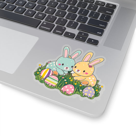 Kawaii Easter Rabbit Sticker - Add Some Cute and Festive Style to Your Tech