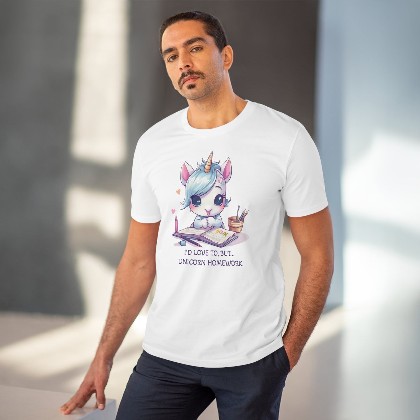 Cute Unicorn Homework T-Shirt - Unisex and Eco-Friendly Statement Tee