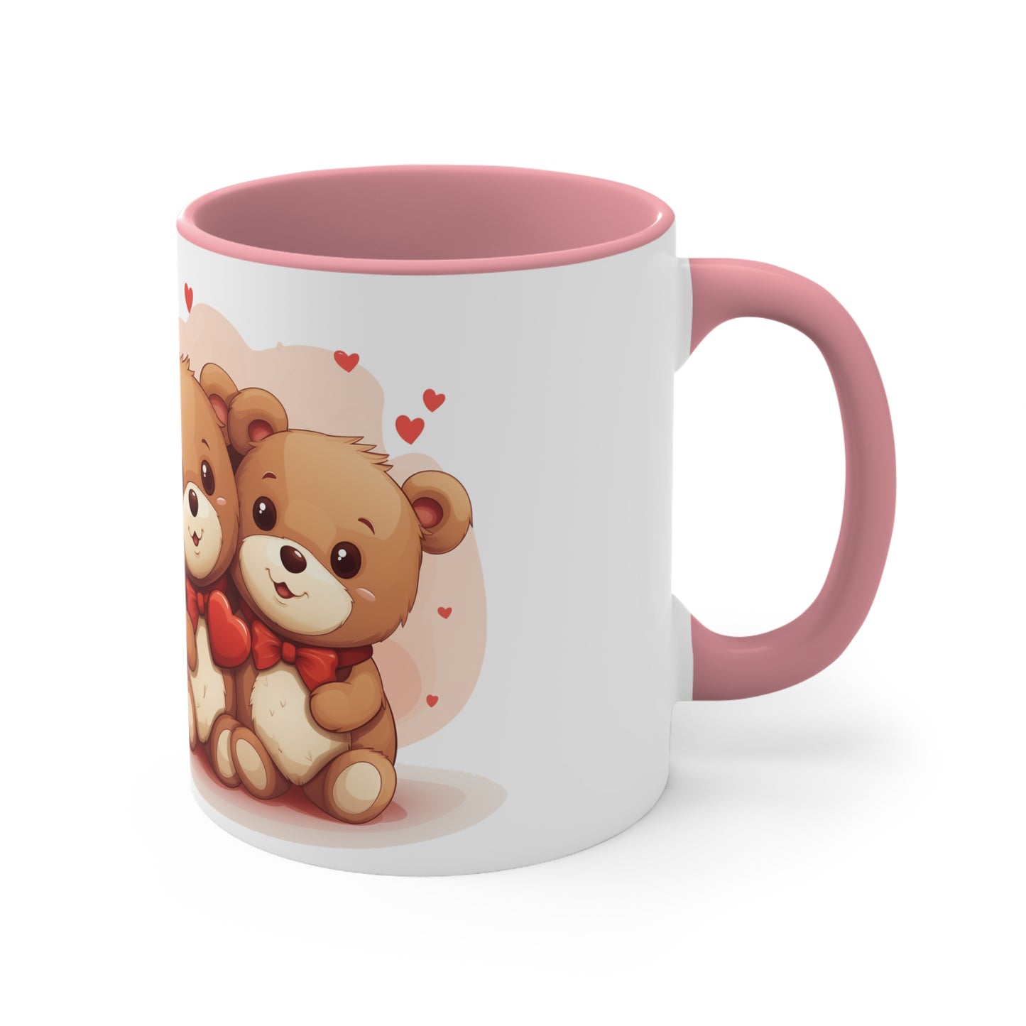 11oz Bi-Color Mug: "Sharing with my Love" cute Teddies couple - Valentine's Day