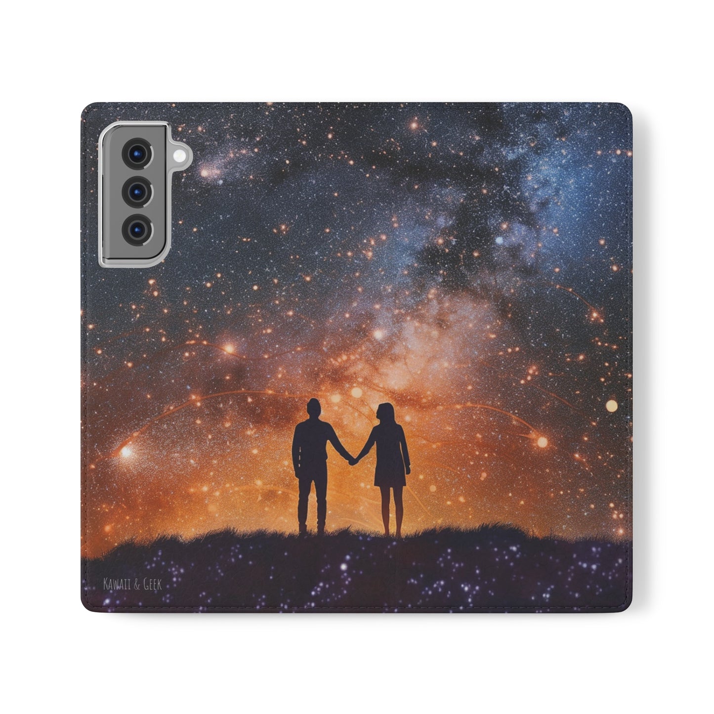 Starry Night Lovers Flip Phone Case - Embrace the Beauty of the Night Sky