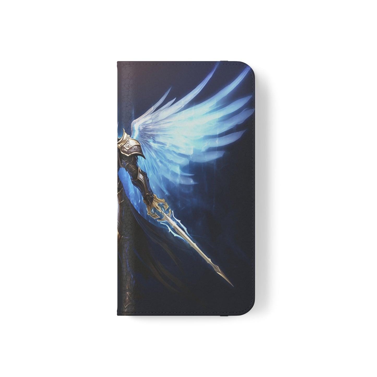 Archangel Flip Phone Case: Ethereal Wings & Sword Design