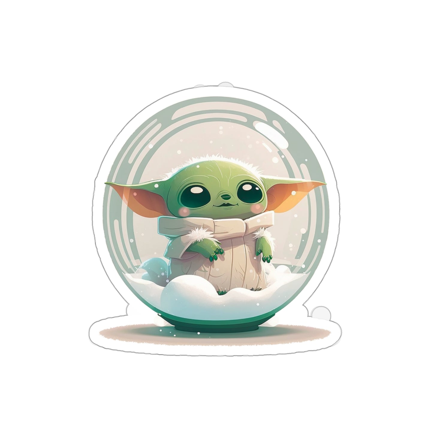 Cute Baby Yoda in a Snowball Sticker - Add Some Adorable and Festive Style to Your Tech