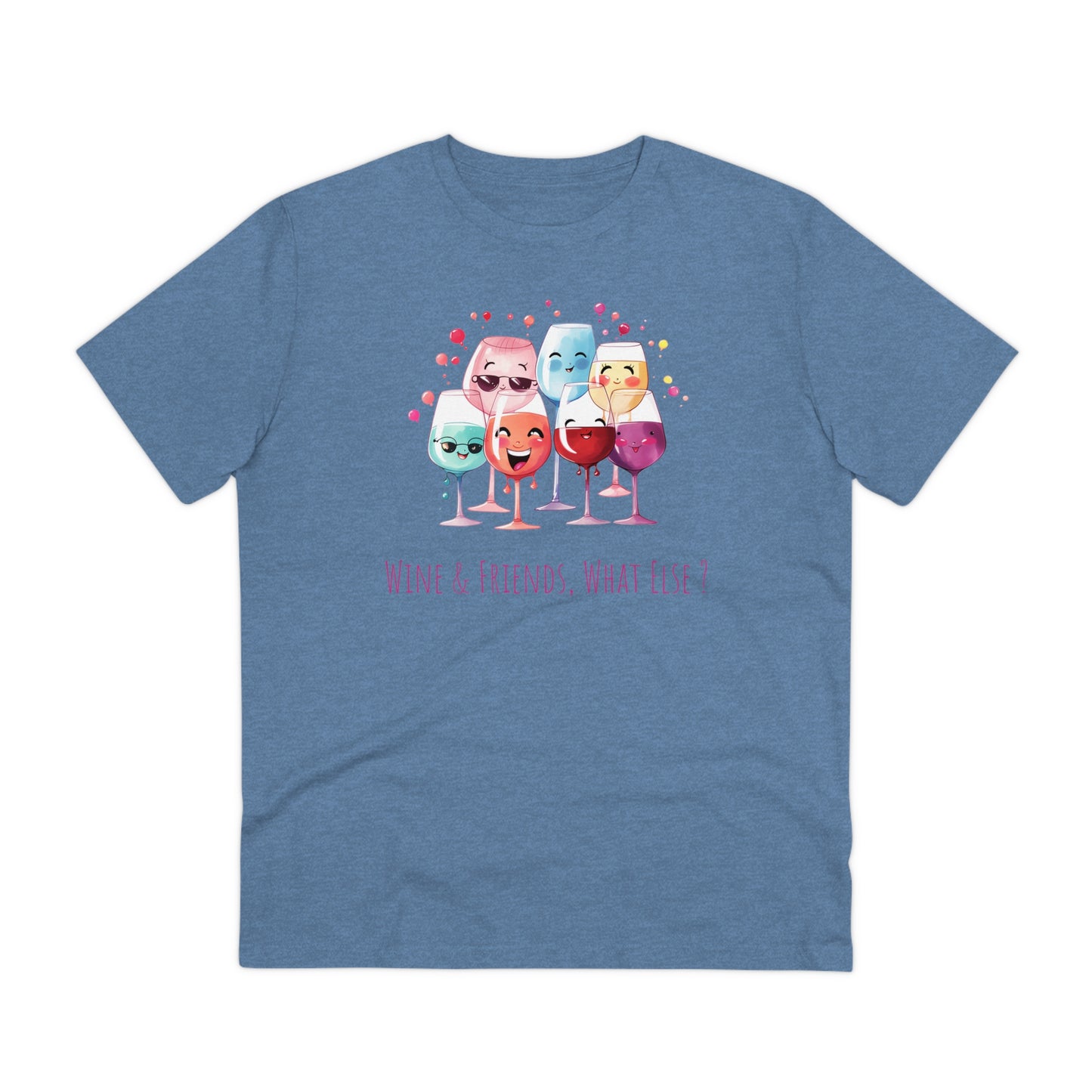 Eco-Friendly 'Wine & Friends' T-Shirt - Kawaii Wine Glasses, Unisex