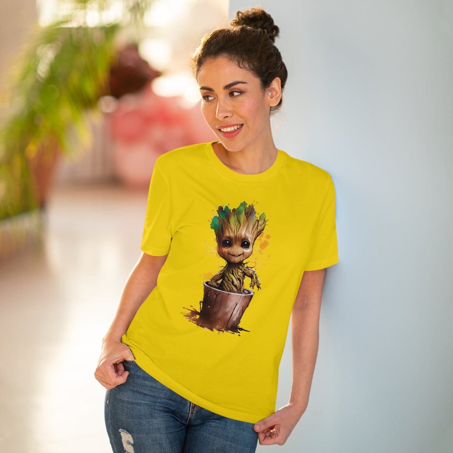 Eco-Friendly Baby Groot Watercolor Style Unisex T-Shirt - Add Some Fun and Sustainable Style to Your Wardrobe