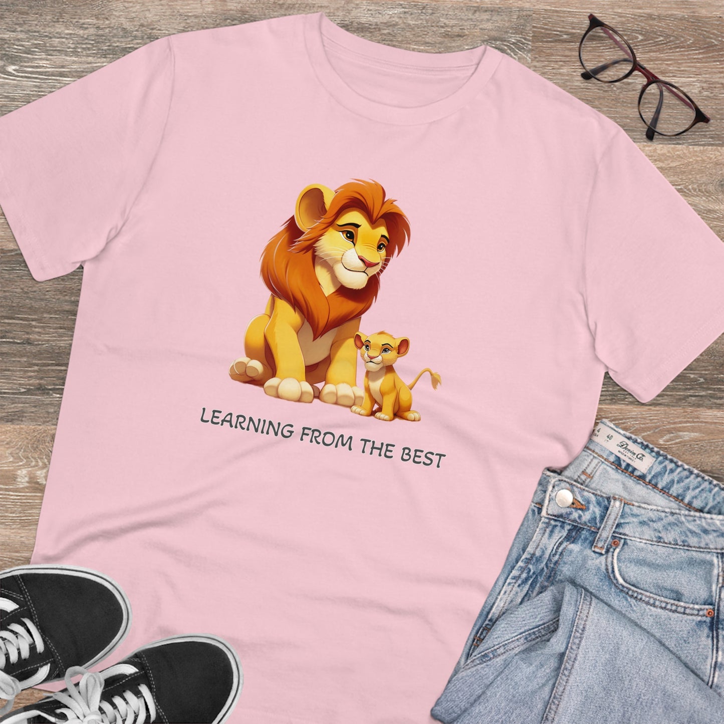 Learning from the Best - Father's Day T-Shirt - Celebrate the Bond with Mufasa and Simba in Eco-Friendly Style