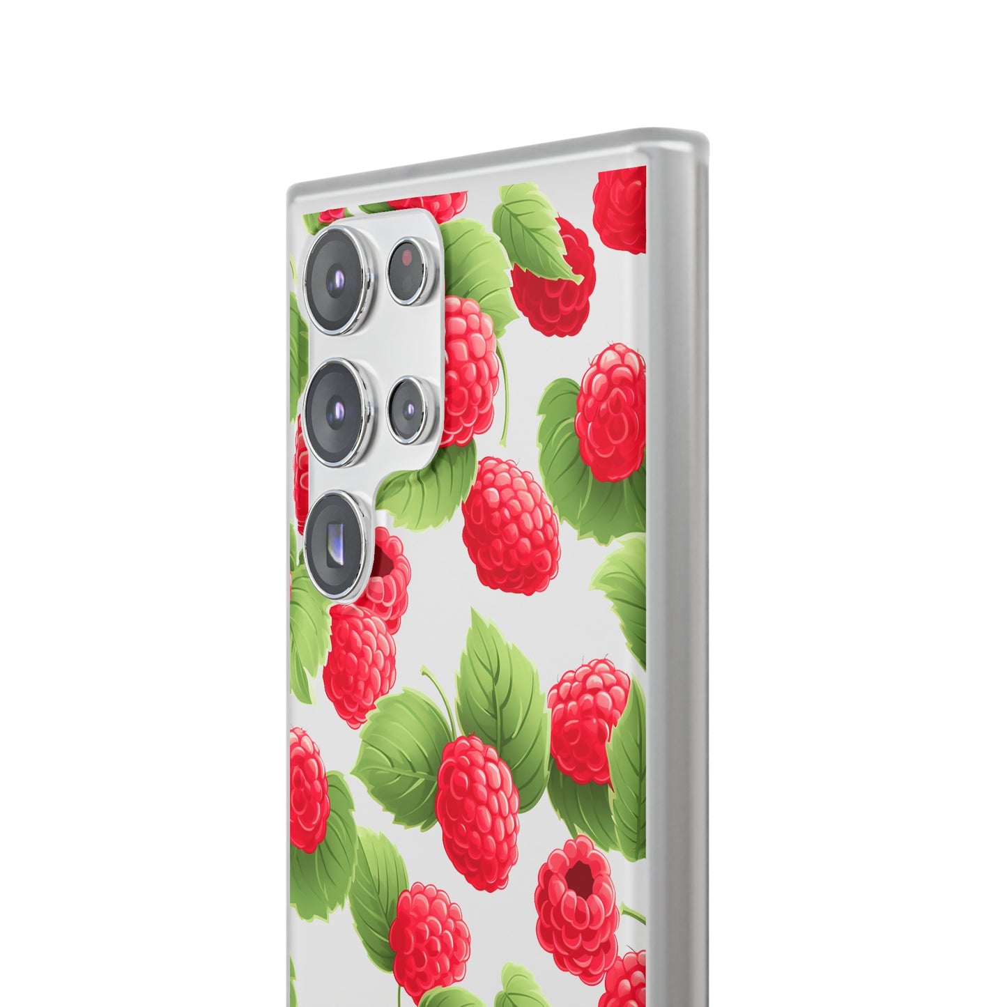 Raspberry Delight: Transparent Flexi Phone Case