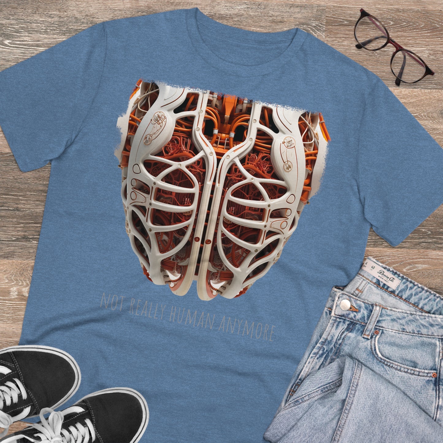 Eco-T-shirt: Cybernetic Chest "Not Really Human"