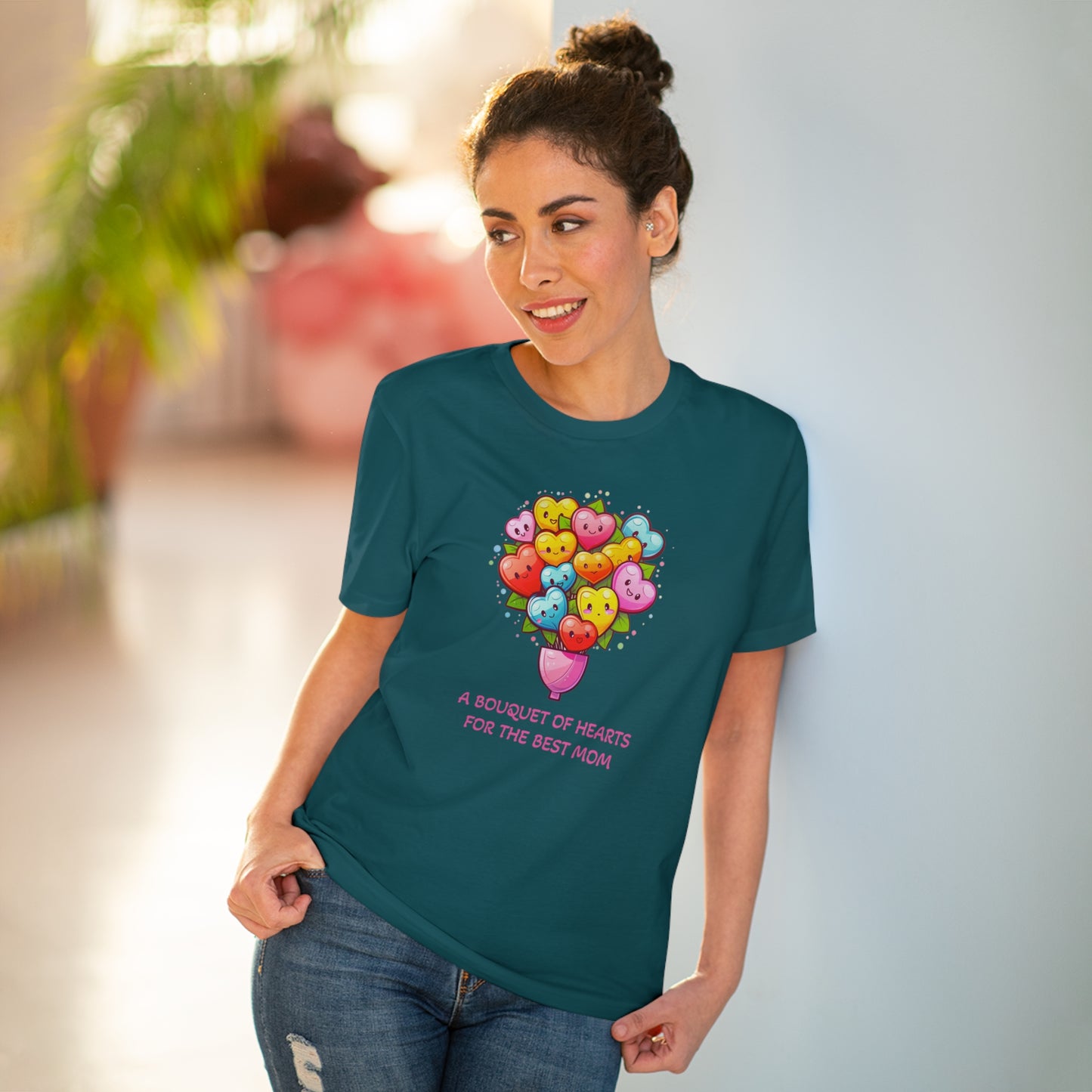 Bouquet of Hearts for the Best Mom" Unisex Eco-Friendly T-Shirt - Celebrate Mother's Day with Style and Sustainability