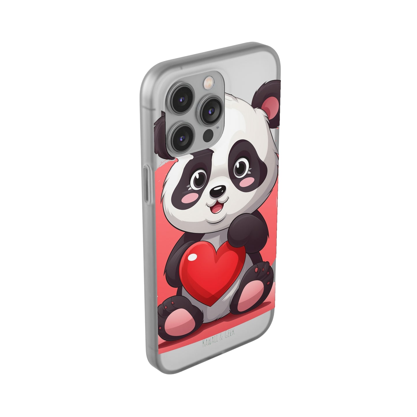 Valentine's Panda Heart Phone Case - Flexi & Semi-Transparent