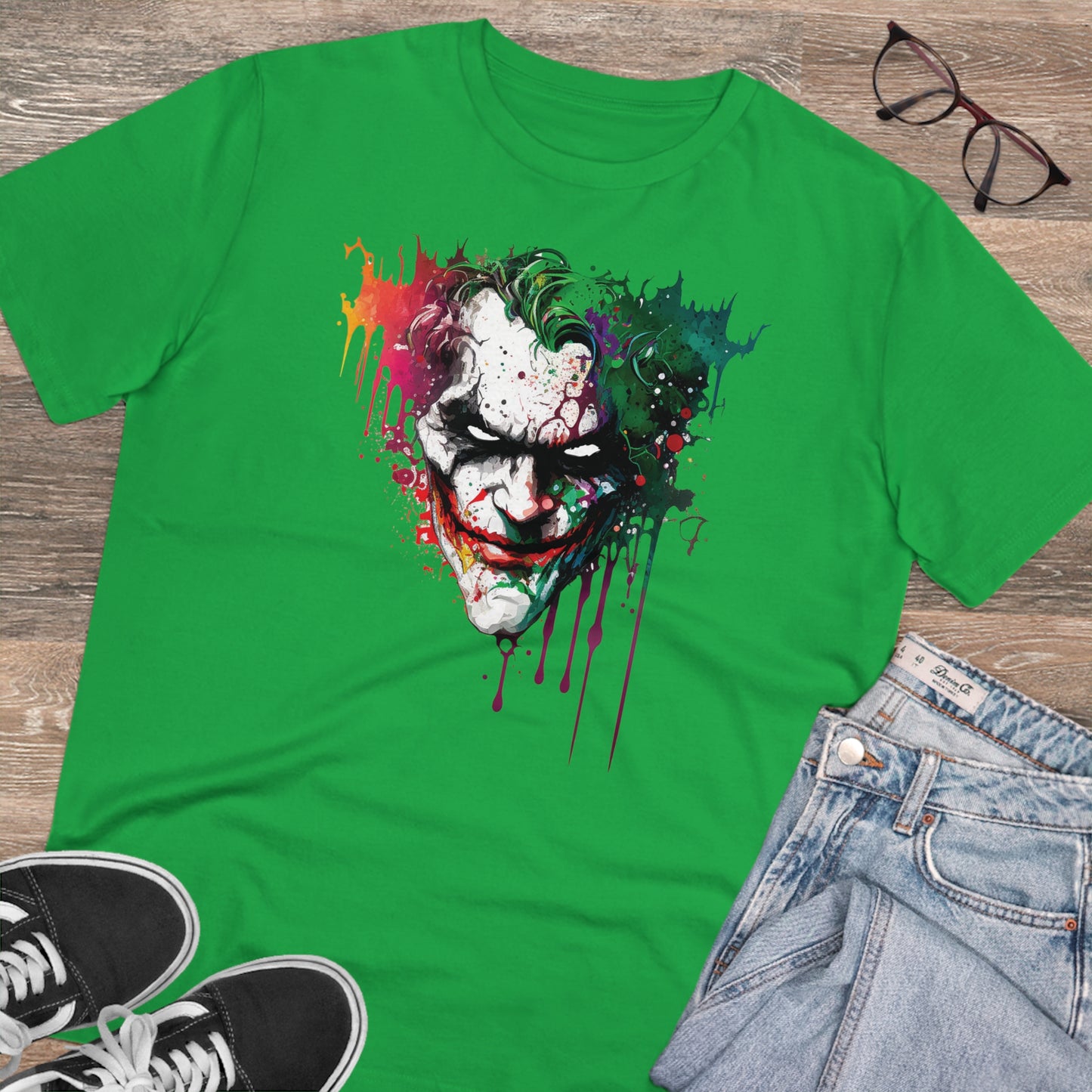 The Joker T-shirt in Watercolor Style, Unisex and Eco-Friendly - Make a Statement with Unique Artistic Design