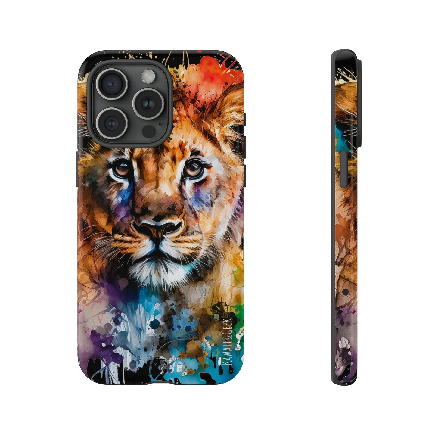 Watercolor Lion Cub Tough Phone Case - iPhone 15 compatible