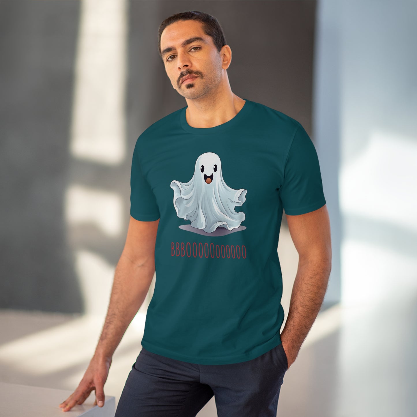 Cute "Booooooooo" Ghost Halloween Eco-Friendly Unisex T-shirt