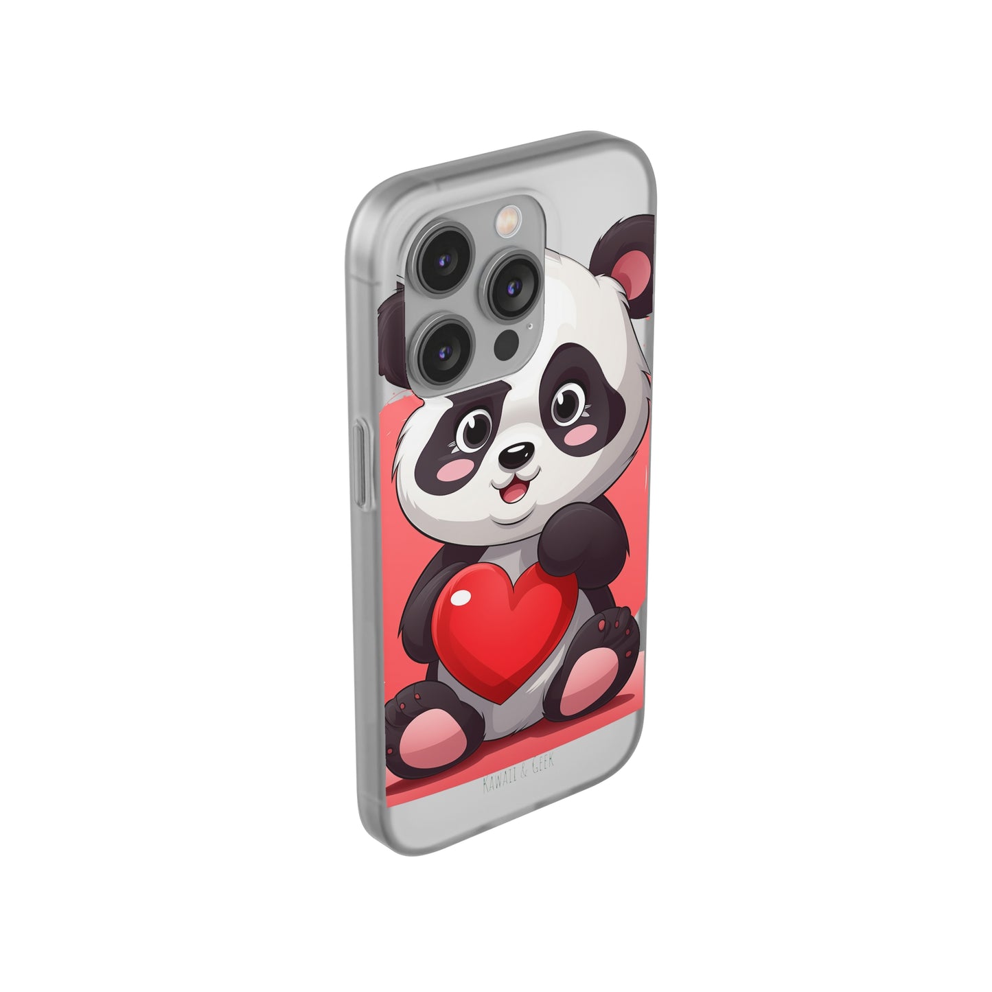 Valentine's Panda Heart Phone Case - Flexi & Semi-Transparent