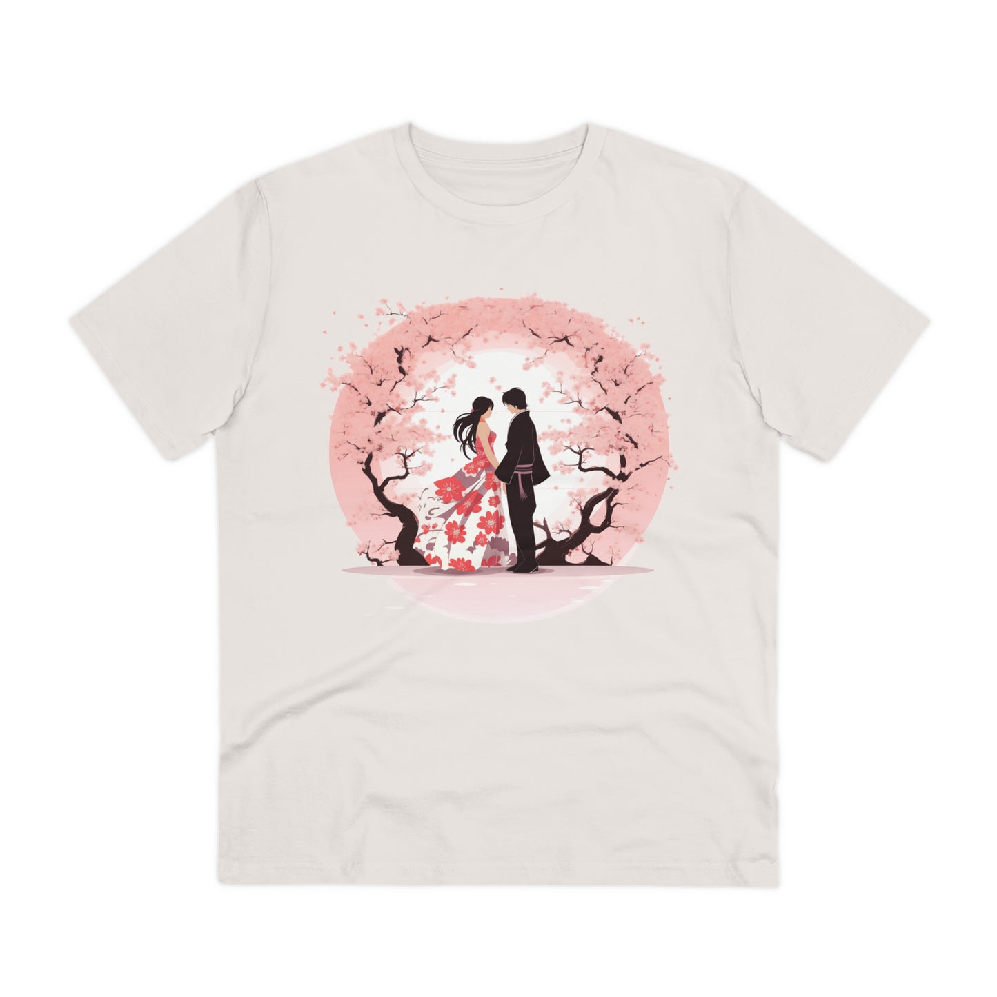 Cherry Blossom Romance T-shirt - Japanese Couple Design - Valentine's Day Special