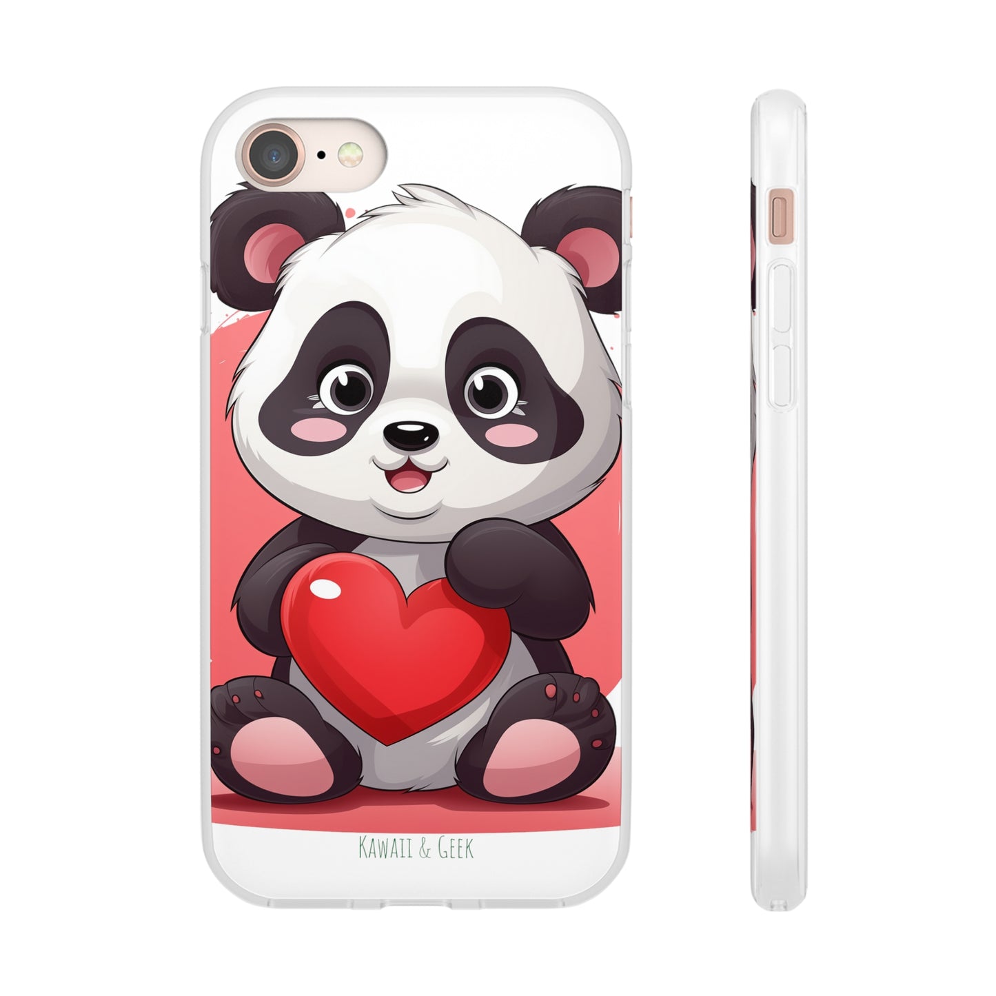 Valentine's Panda Heart Phone Case - Flexi & Semi-Transparent