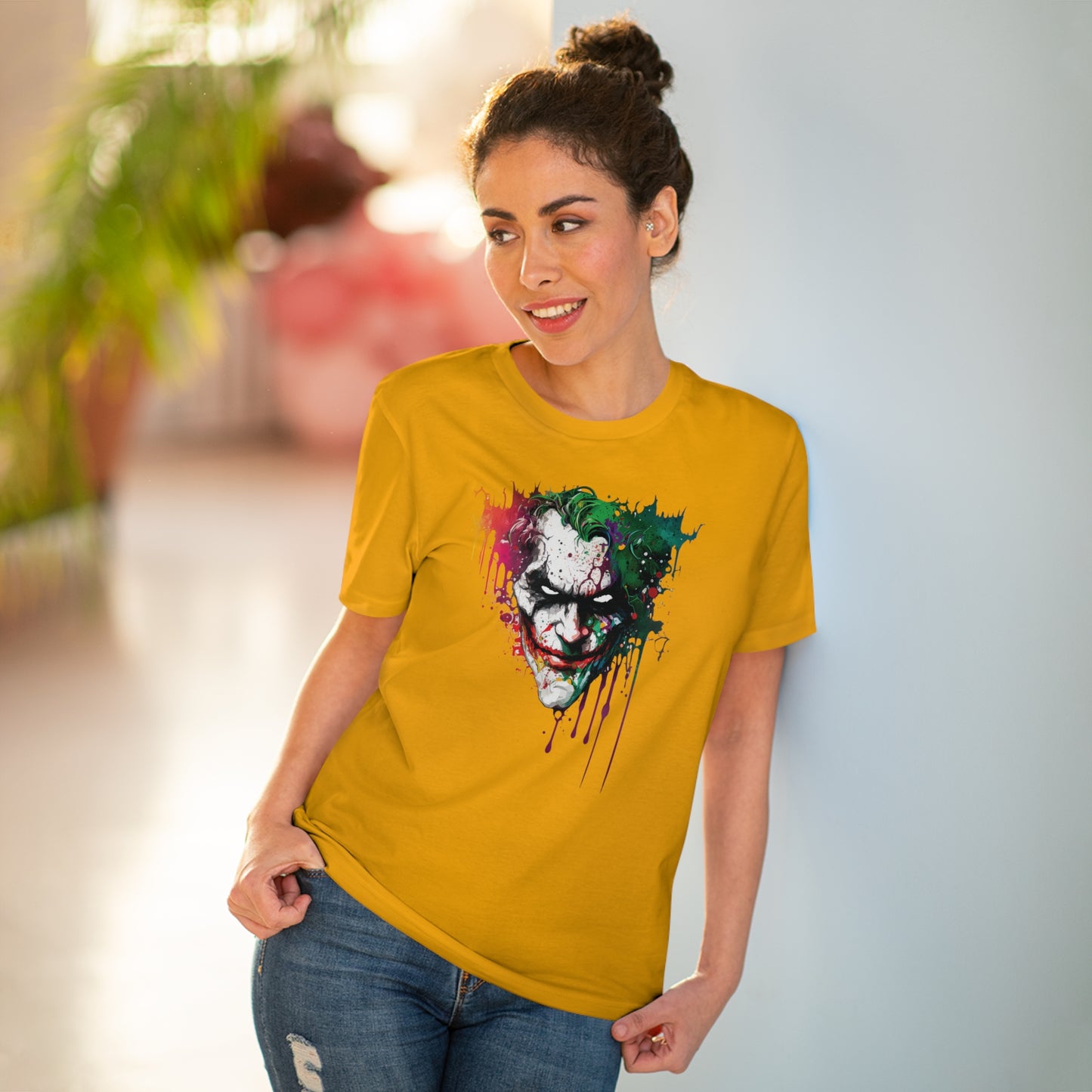 The Joker T-shirt in Watercolor Style, Unisex and Eco-Friendly - Make a Statement with Unique Artistic Design