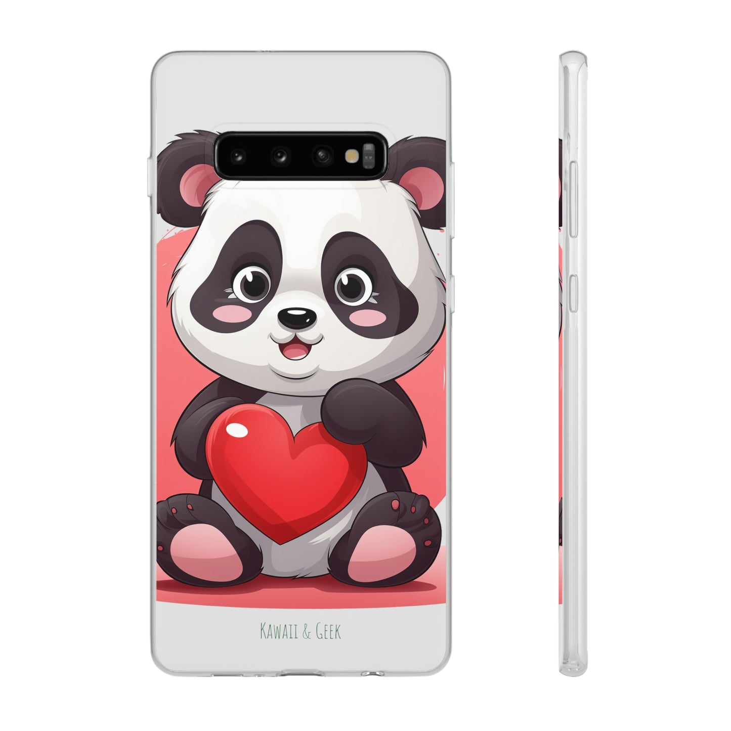 Valentine's Panda Heart Phone Case - Flexi & Semi-Transparent