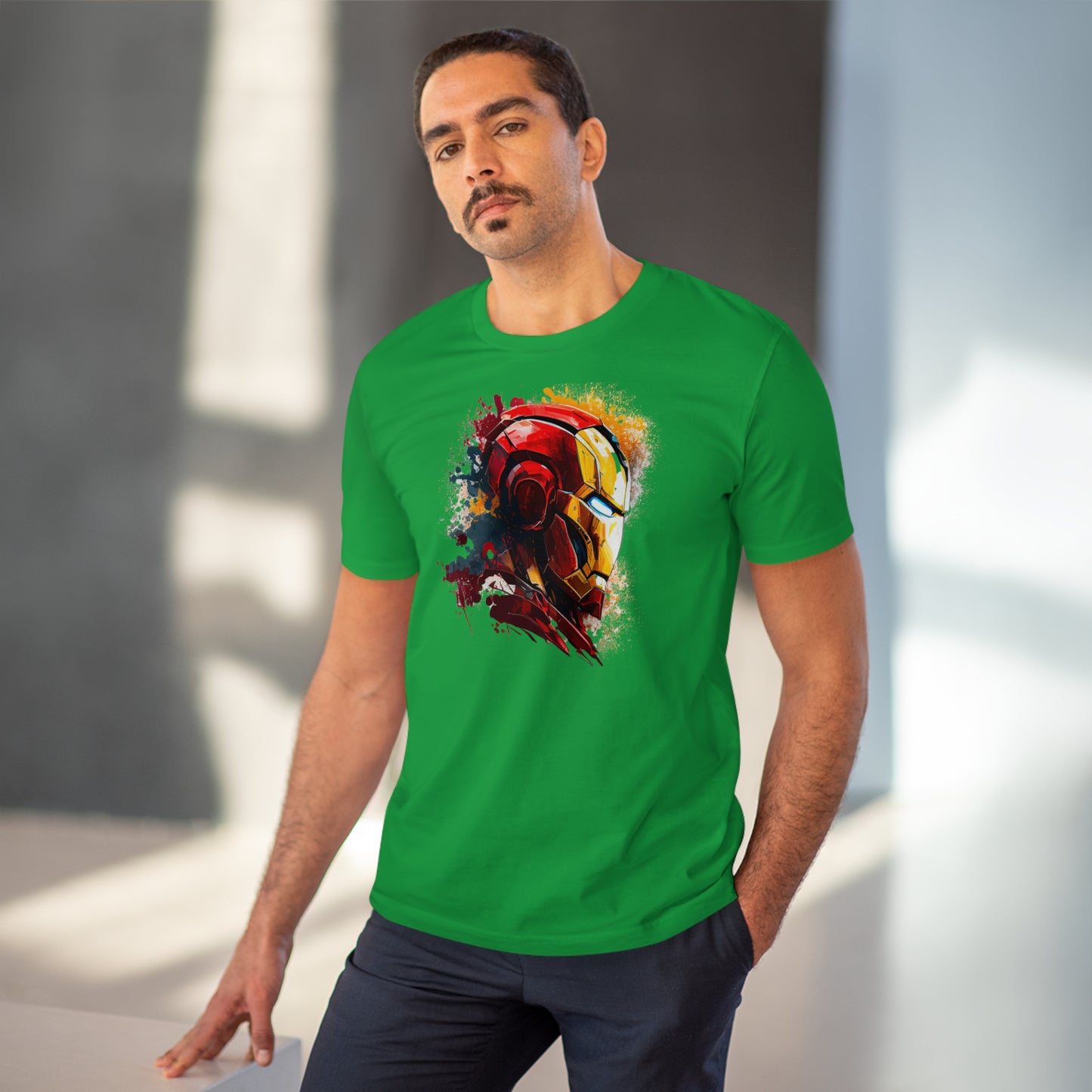 Iron Man in Watercolor Style Eco-Friendly Unisex T-Shirt - Add Some Unique and Sustainable Style to Your Wardrobe