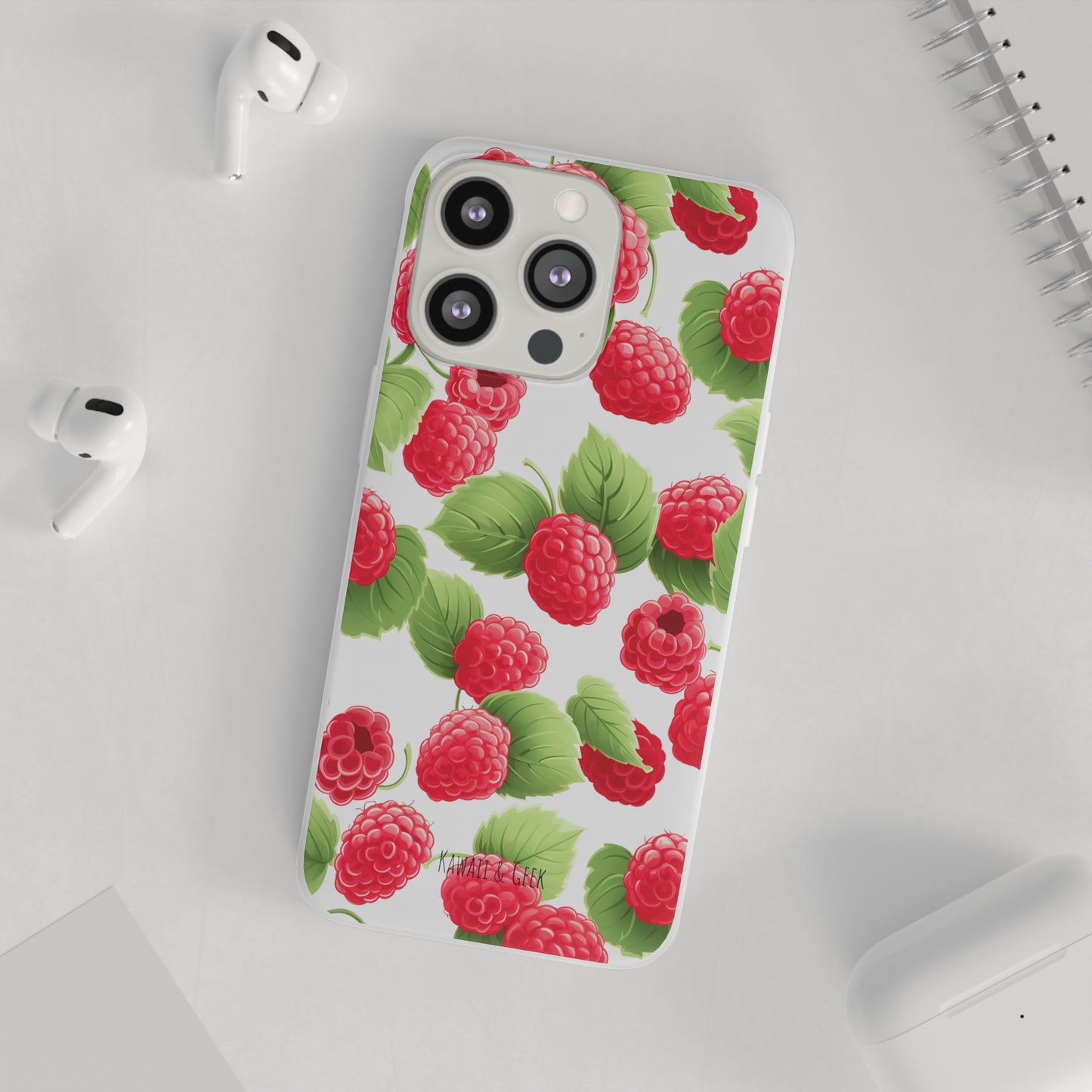 Raspberry Delight: Transparent Flexi Phone Case