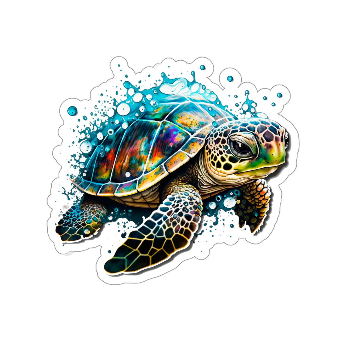 Colorful Sea Turtle Sticker - Add Some Pop-Art and Watercolor Style to Your Tech