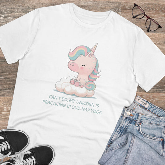 Cute Unicorn Cloud-Nap Yoga T-Shirt - Unisex and Eco-Friendly Statement Tee - Unicorn T-shirt