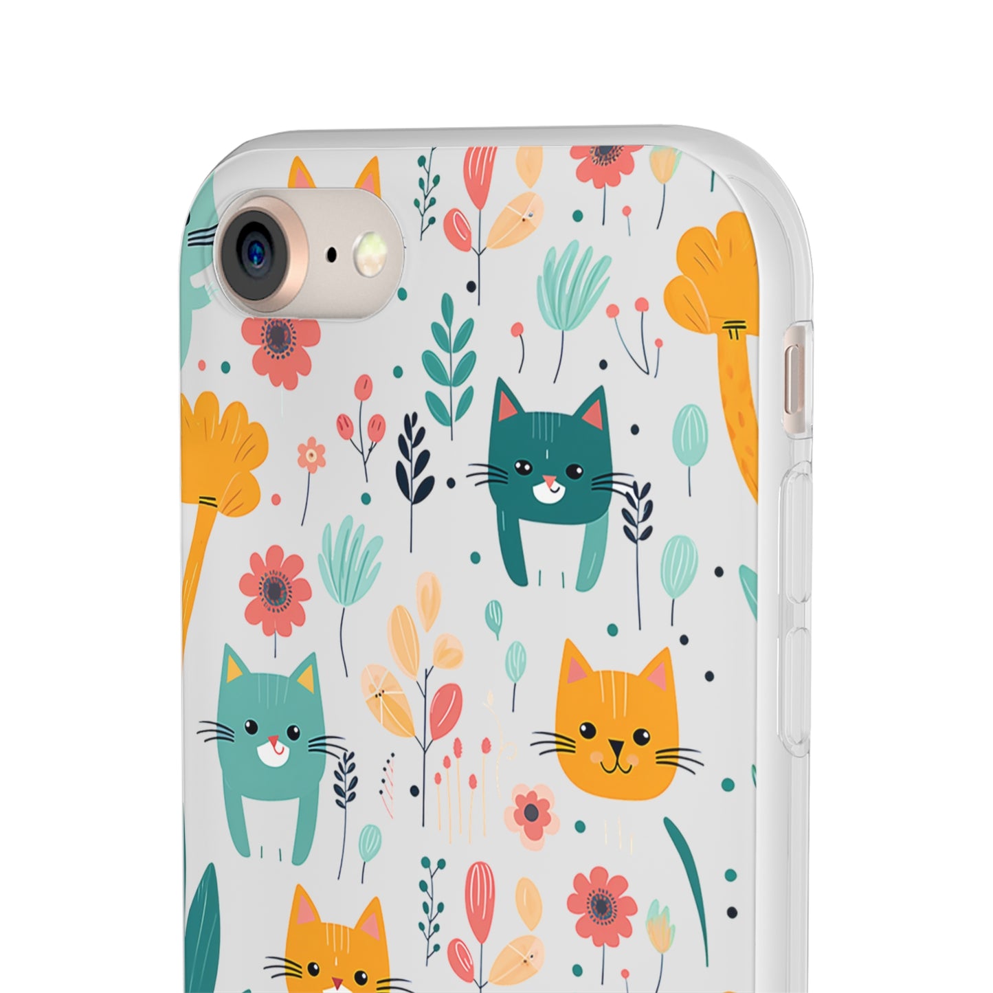 Cute Cats & Flowers Flexi and semi Transparent Phone Case