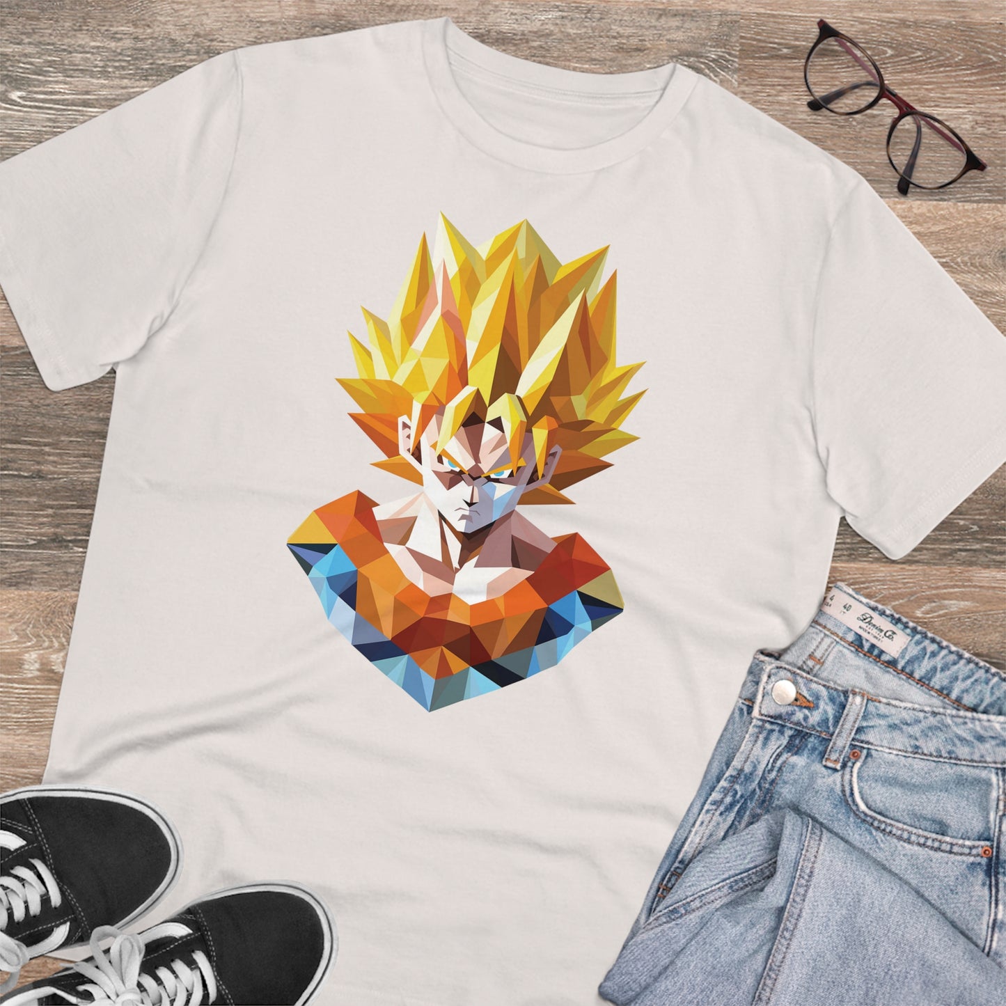 San Goku Super Saiyan Polygonal T-Shirt - Embrace Legendary Power