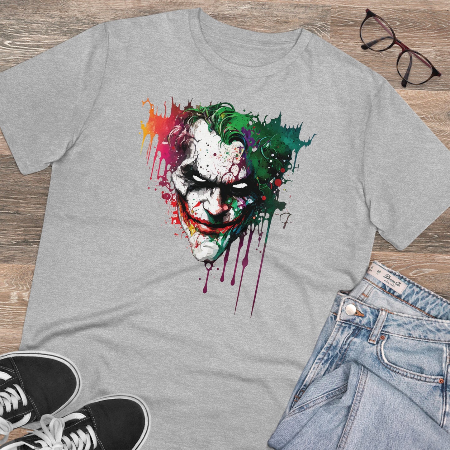 The Joker T-shirt in Watercolor Style, Unisex and Eco-Friendly - Make a Statement with Unique Artistic Design