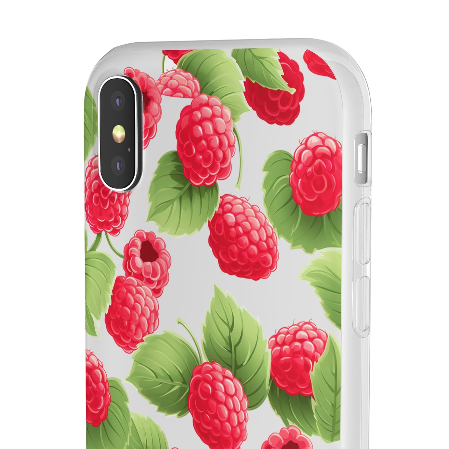 Raspberry Delight: Transparent Flexi Phone Case