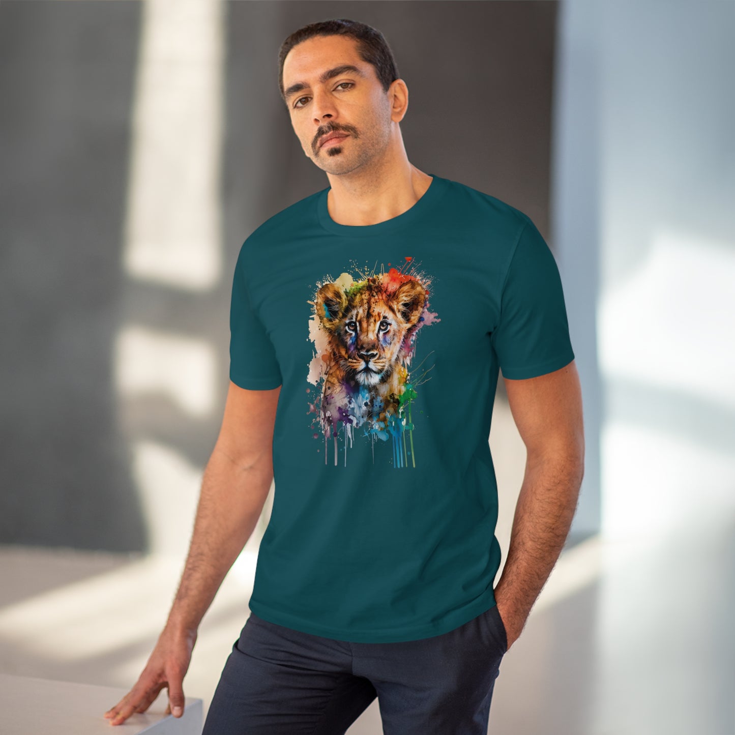 Cute Lion Cub in Watercolor Style Organic Unisex T-Shirt - Add Some Adorable and Eco-Friendly Style to Your Wardrobe