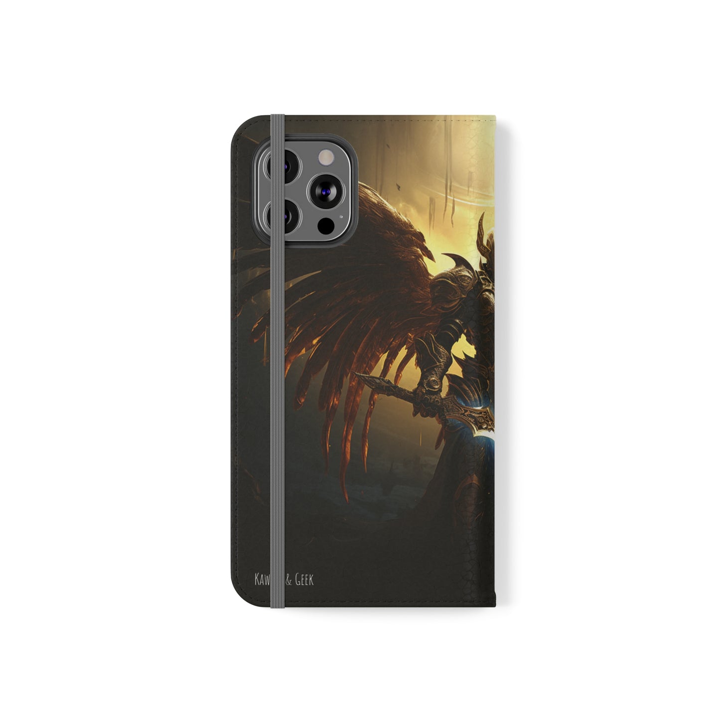 Dark Angel Flip Phone Case: Guardian with Sword