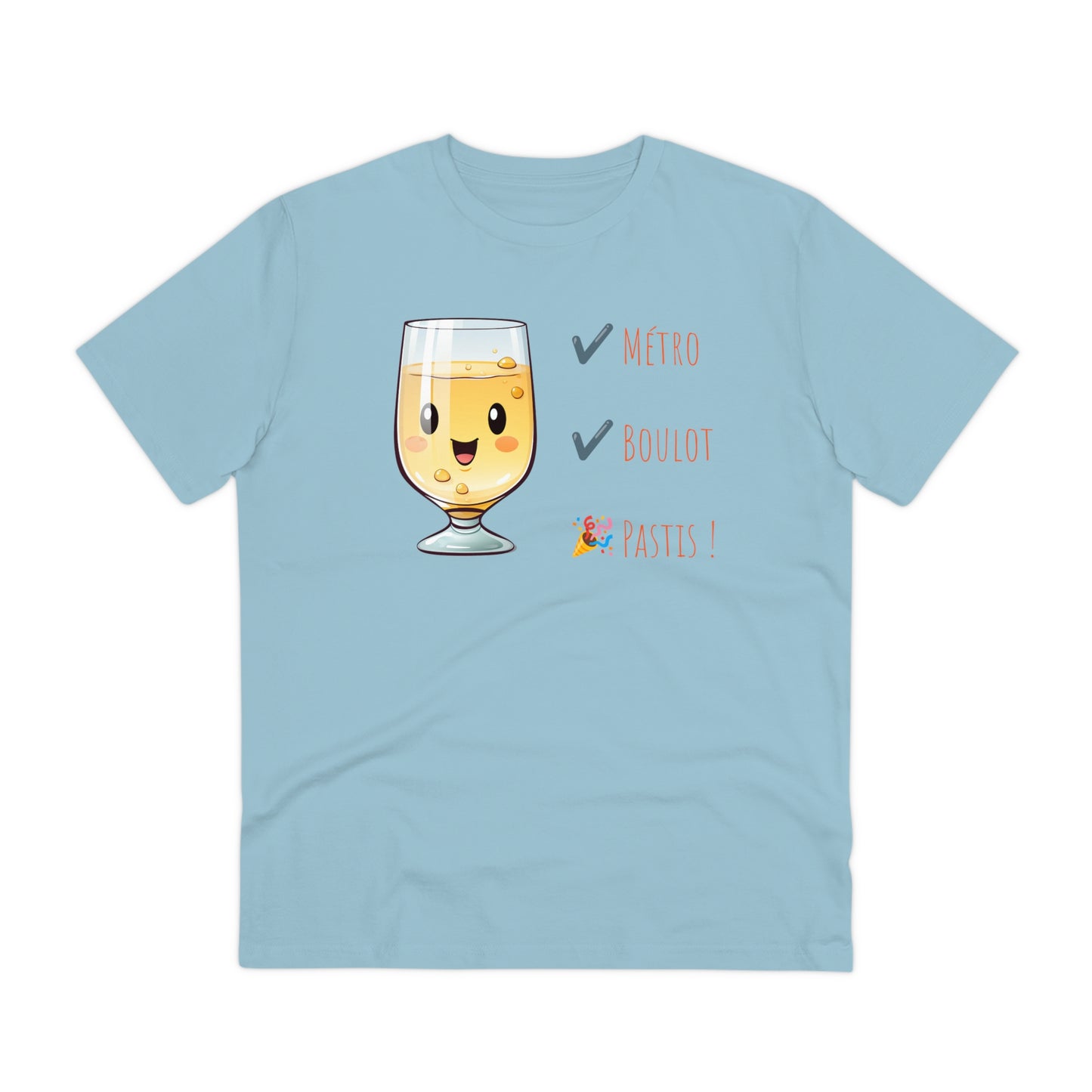 Métro, Boulot, Pastis T-Shirt - Cute Smiling Pastis Glass Design