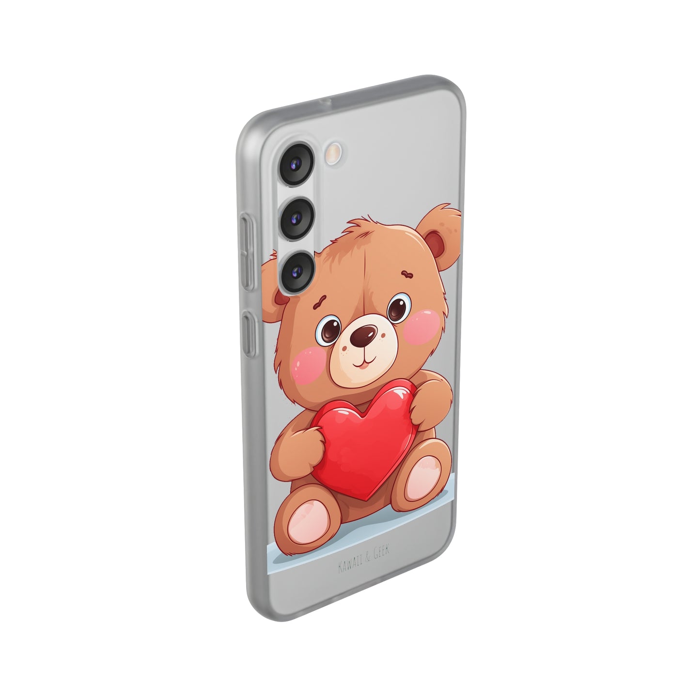 Teddy Bear Heart Phone Case - Flexi & Semi-Transparent - Valentine's Day