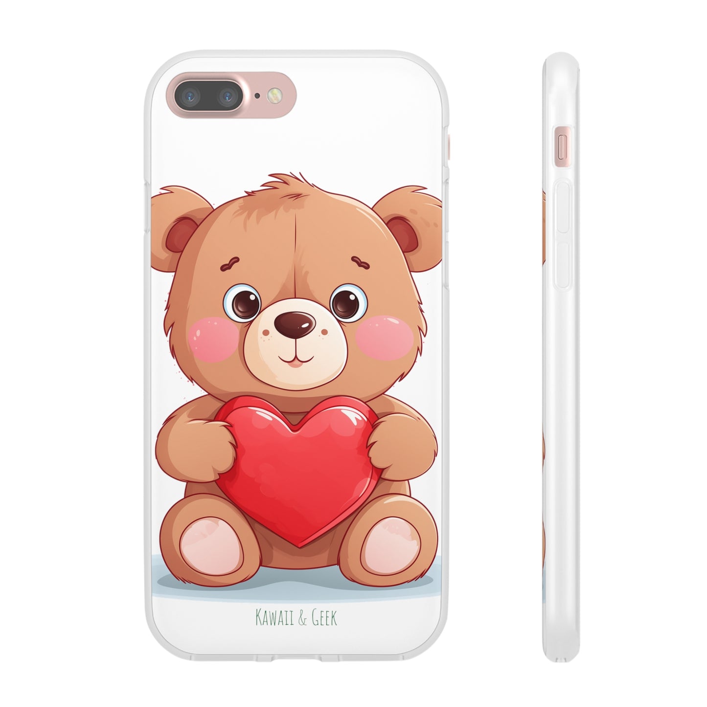 Teddy Bear Heart Phone Case - Flexi & Semi-Transparent - Valentine's Day