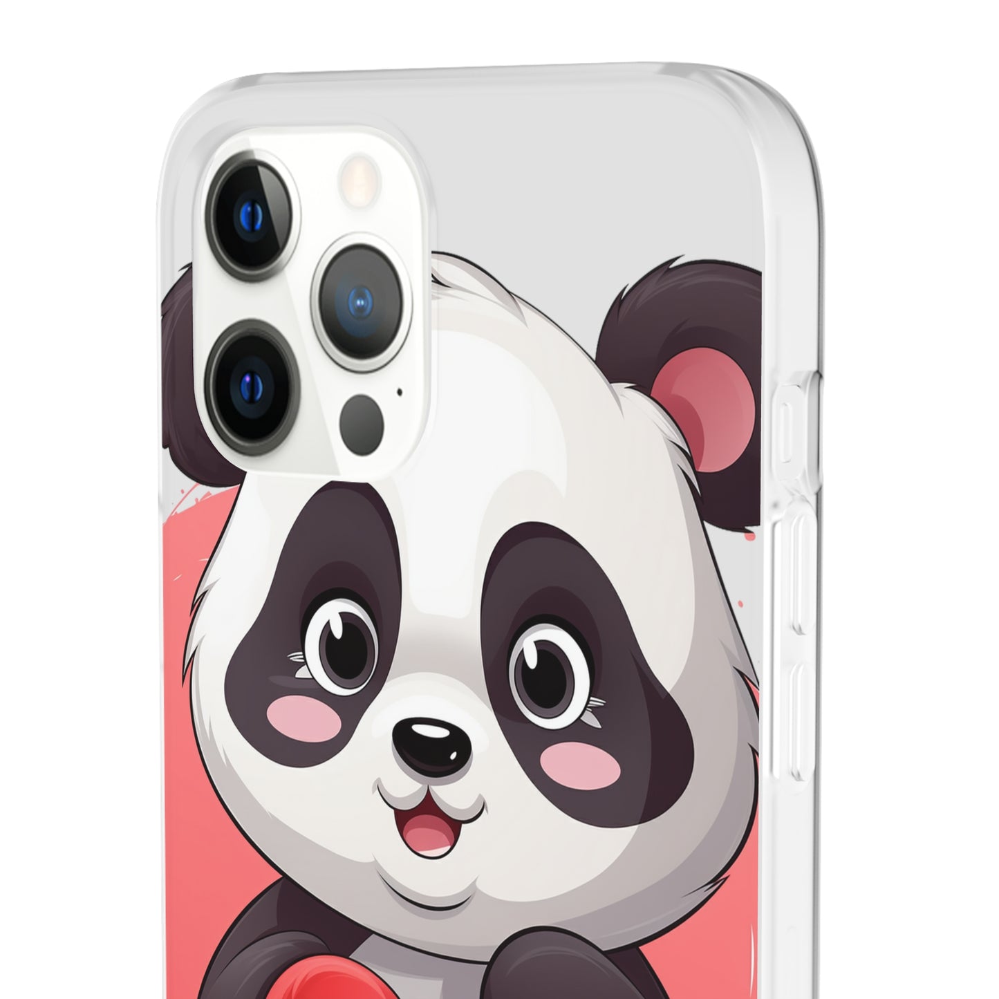 Valentine's Panda Heart Phone Case - Flexi & Semi-Transparent