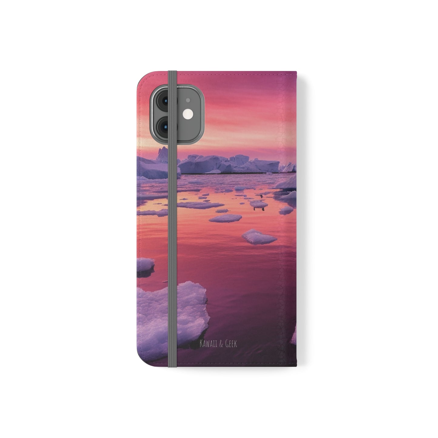 Pinky Arctic Landscape at Sunset Flip Phone Case - Capture the Serenity of Nature on Your Device