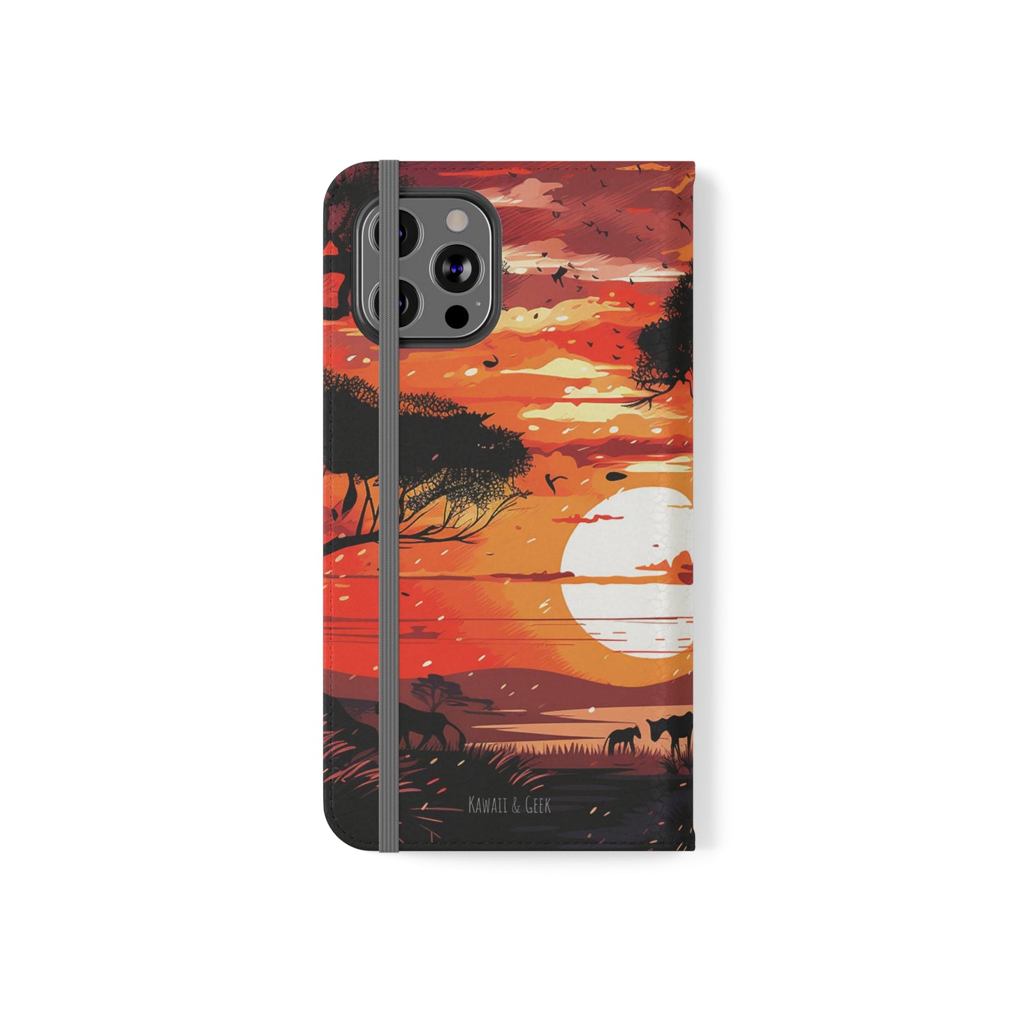 African Landscape Sunset Flip Phone Case - Capture the Serenity of the Savanna on Your Device