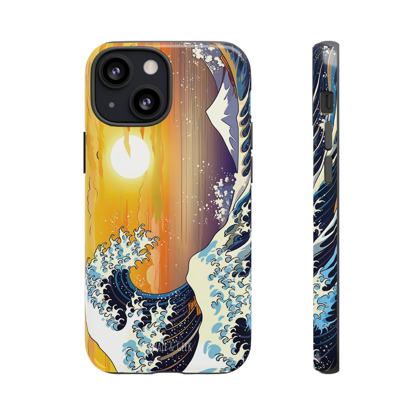 Sunset Big Wave tough Phone Case - Embrace the Majestic Hokusai Style in Your Hands